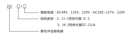 ZJC-3靜態(tài)沖擊繼電器型號(hào)命名及含義圖片