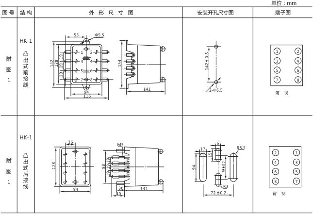 DT-13/254同步檢查繼電器尺寸圖