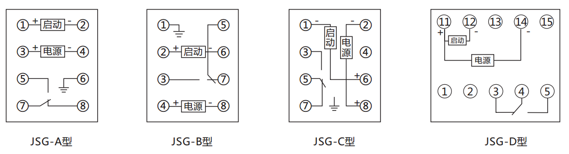 JSG-B型靜態(tài)閃光繼電器內(nèi)部接線及外引接線圖（正視圖）