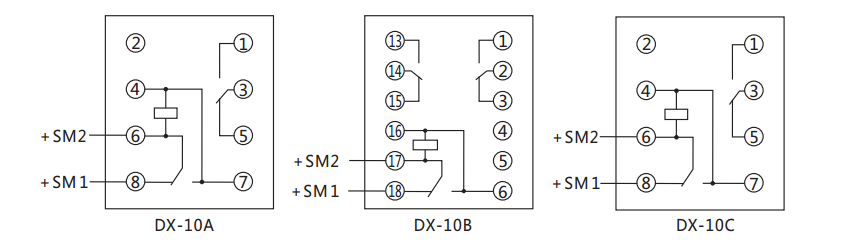 DX-10C閃光繼電器內(nèi)部接線及外引接線圖