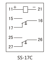 SS-17C時間繼電器內(nèi)部接線圖及外引接線圖(背視）圖片