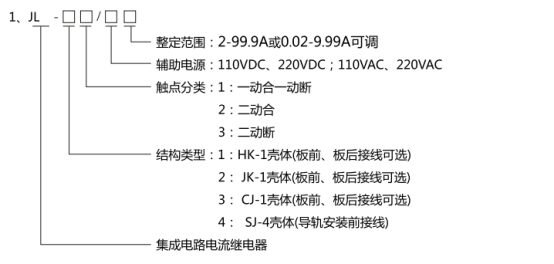 JL-13繼電器型號(hào)分類及其含義