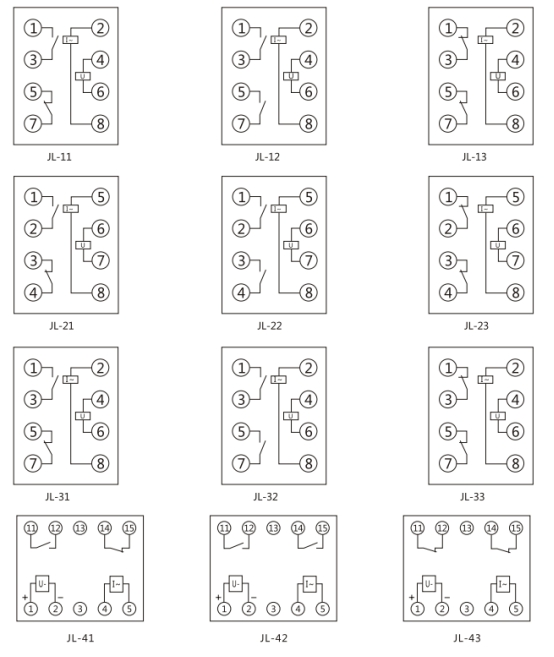 JL-13內(nèi)部接線及外引接線圖(正視圖)