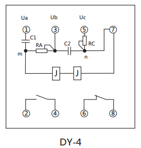 DY-4負序電壓繼電器內部接線及外引接線圖