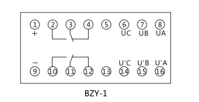 BZY-1正序電壓繼電器內(nèi)部接線及外引接線圖