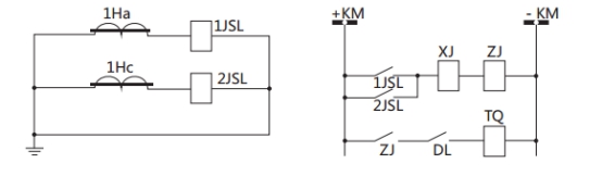 JSL-13繼電器構成的二相式定時限保護的原理圖