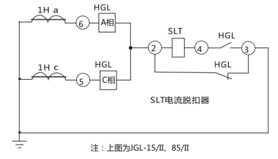 JGL-12/Ⅱ二相靜態(tài)反時(shí)限過流繼電器典型應(yīng)用接線圖