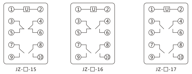 JZY（J)-413靜態(tài)中間繼電器內(nèi)部接線圖及外引接線圖