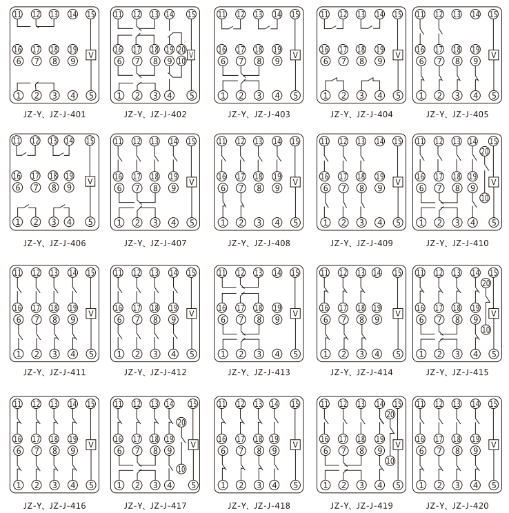 JZY（J)-413靜態(tài)中間繼電器內(nèi)部接線圖及外引接線圖