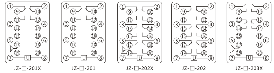 JZY（J)-206靜態(tài)中間繼電器內(nèi)部接線圖及外引接線圖