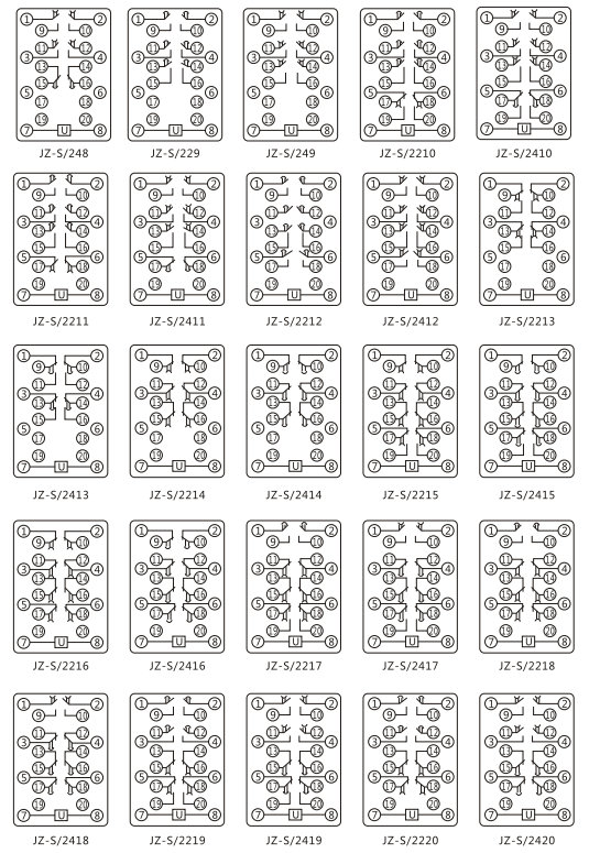 JZ-S/321靜態(tài)可調(diào)延時(shí)中間繼電器內(nèi)部接線(xiàn)圖及外引接線(xiàn)圖