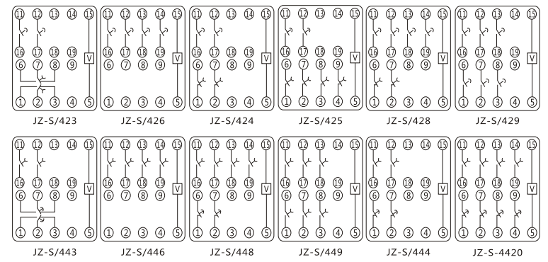 JZ-S/321靜態(tài)可調(diào)延時(shí)中間繼電器內(nèi)部接線(xiàn)圖及外引接線(xiàn)圖